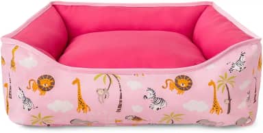 Cama PET dupla face com zíper para fácil remoção da espuma e lavagem (Médio, Rosa Safari)