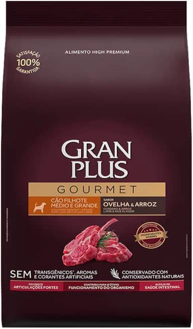Ração Gran Plus Gourmet para Cães Filhotes Raças Médias e Grande Ovelha e Arroz – 15kg