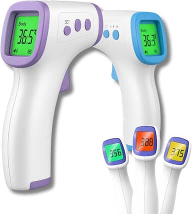 Termômetro Infravermelho Digital para Testa Corpo Líquidos e Alimentos com Visor LCD e Alarme de Febre 3 em 1 Sem Contato Alta Precisão Premium