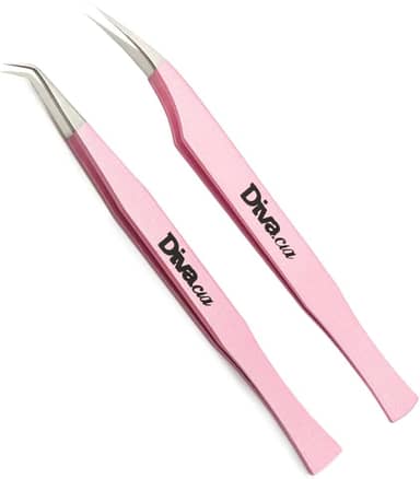 Kit 2 Pinças Extensão De Cílios Aço Japonês 45ª e Golfinho Volume Russo e Fios Tecnológicos Lash Designer