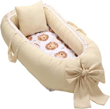 Ninho Redutor de Berço Para Bebê com Travesseiro Menina Menino (Leãozinho)
