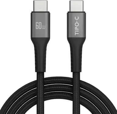 Cabo USB-C Turbo 2 Metros Tipo C 60W Nylon Trançado e Reforçado Compativel Com Iphone 15, Iphone 16 Notebook Tablet Qualidade Premium Carregamento Transferência de Dados Compativel ANDROID
