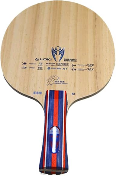 Raquete Loki K1 Clássica Atacante e Rápida Tênis de Mesa, 5 Folhas de Madeira + 2 de Carbono