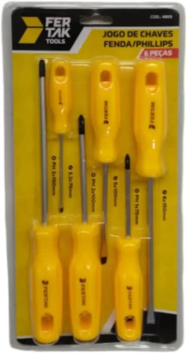 Jogo De Chave De Fenda/Philips 6 Chaves Imantadas Fertak