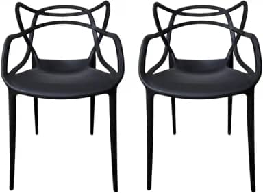 Kit 02 Cadeiras Allegra Polipropileno Empilhável Preto Jantar Cozinha Escritorio