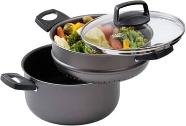 MTA COZIVAPOR N°20/3,2L COM TAMPA DE VIDRO - 4 EM 1 - DE ALUMINIO COM ANTIADERENTE COR GRAFITE