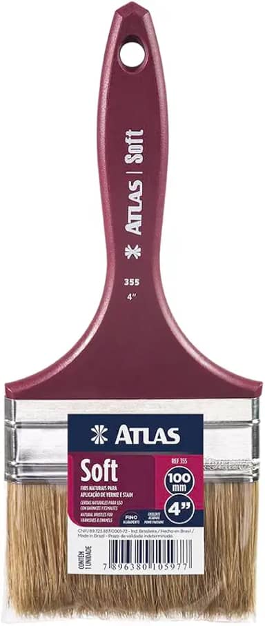 Atlas - Trincha Médica para Pintura com Cerdas Brancas, 100% Naturais, Extra-macia de 4 Polegada