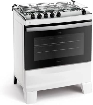 Fogão 5 Bocas Branco com Mesa Inox Atlas Agile Up Bivolt