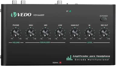 VEDO Amplificador de áudio digital multifuncional com equalizador,amplificador de fone de ouvido com Bluetooth, Tipo-C/3,5 mm/RCA para jogos,produção musical e entretenimento doméstico