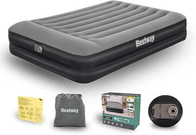 Colchao Inflavel Casal QUEEN Premium Preto com Bomba Embutida 110V + Bolsa Bestway