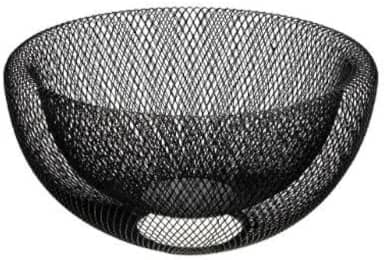 Centro de Mesa Decorativo em Metal Preto, Tigela Vazada, 30 x 15 cm