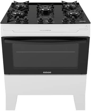 Fogão Itatiaia 5 Bocas Electra Glass Plus Branco Bivolt