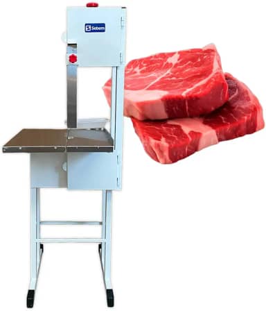 Máquina de Serra Fita 1/2cv Carne Ossos com Moedor Gabinete Pedestal Elétrica Profissional 2,06 Volante de Ferro e Mesa Móvel Ultra Sebem