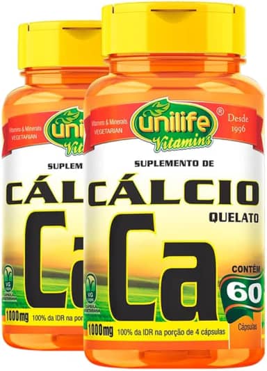 Kit 2 Cálcio Quelato CA 60 cápsulas Unilife