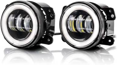 2 Faróis de Neblina LED DRL- 3 Funções, DRL Branco e Âmbar, Seta Direcional - para Carro, Moto, Caminhão, Carretas.