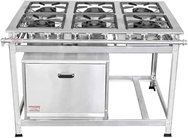 Fogão Industrial 6 Bocas 30x30 P5 em Aço Inox com Forno