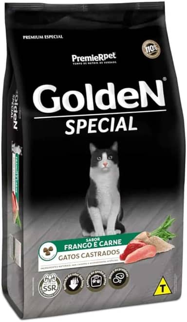 Ração Premier Golden para Gatos Adultos Castrados Frango e Carne 3kg