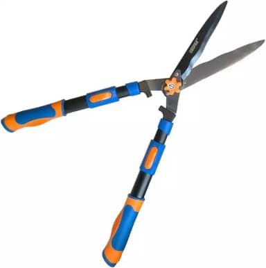 Tesoura para cerca e grama com lâmina de aço ajustável, cabo telescópico extensível