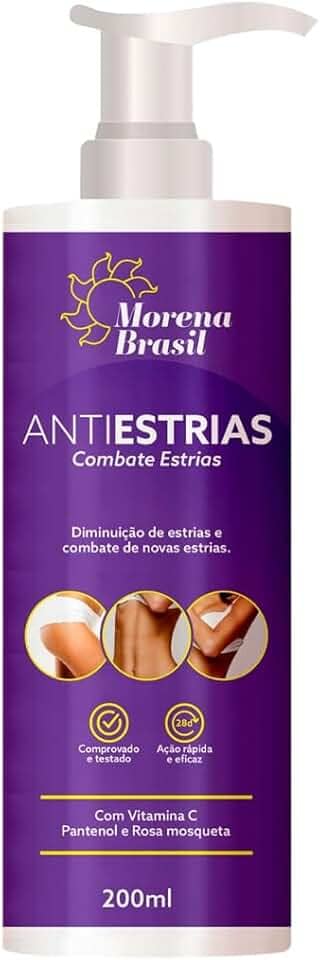 Creme Antiestrias com Vitamina C, Pantenol e Rosa Mosqueta, 200ml