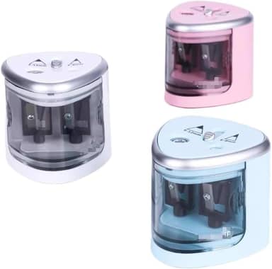 Apontador Elétrico Duplo Automático Portátil com Tampa Transparente para Lápis 6-12mm – Ideal para Escola, Escritório e Uso Profissional Á Pilha Cor Aleatória