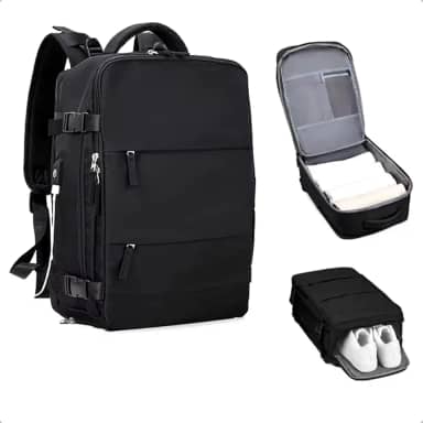 Mochila De Viagem Avião Grande Multifuncional Unissex - Mochila De Mão Com Porta USB, Compartimento para Tênis, Notebook
