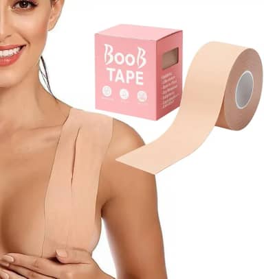 Adesivo de Seios Levanta Peito Silicone Natural Adesivo Sutiã Fita Push Up Invisível | Boob Tape | Bege