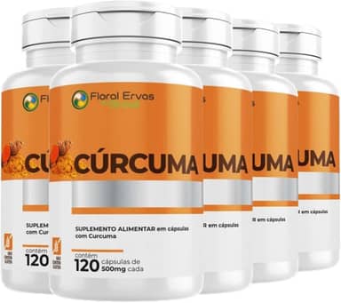 Floral Ervas do Brasil, Cúrcuma 500 mg 5x 120 Cápsula Açafrão Tumérico Açafrão Índia
