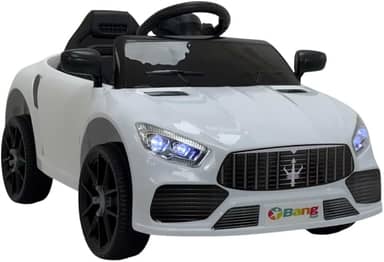 Bang Toys - Carrinho Elétrico Infantil Striker X10 12V - com Luzes de LED, Sons, Entrada USB/MP3, Bluetooth, Controle Remoto - Suporta até 30kg - Cor Branco