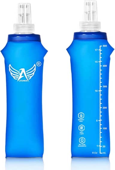 2x Garrafa de Água Dobrável para Esportes, 500ml, Bico Anti Vazamento, Livre de BPA, Azul