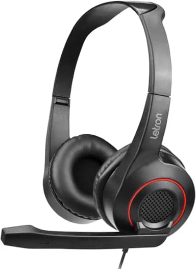 HEADSET HOME OFFICE VERMELHO ESTEREO DRIVER 40MM ERGONOMICO CABO 1,8M LETRON