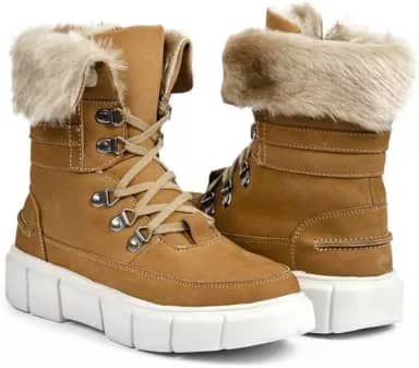 Bota Feminina de Inverno em Couro Forrada com Lã Impermeável - Bariloche