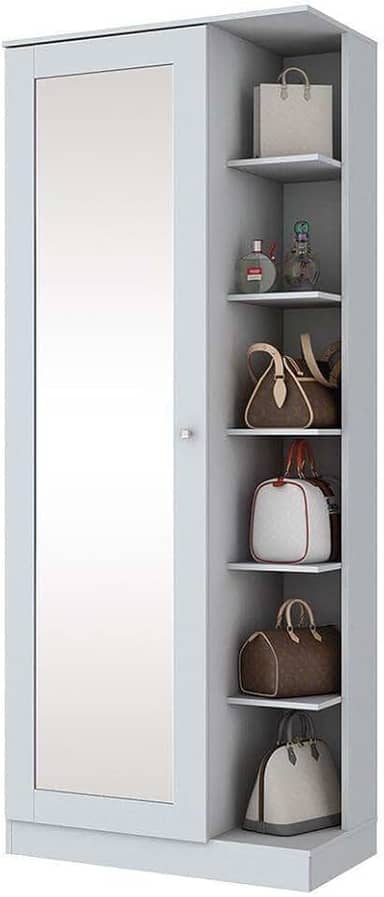 Sapateira 1 Porta com Espelho Happy Siena Móveis Branco Fosco