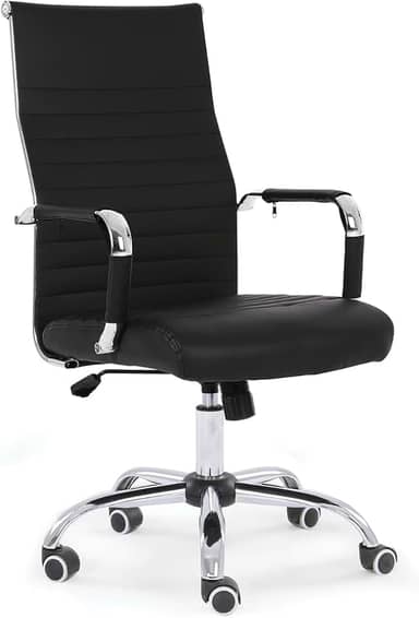 Cadeira de Escritório Moob Chicago Presidente Giratória Com Encosto Prolongado e Função Relax Preta