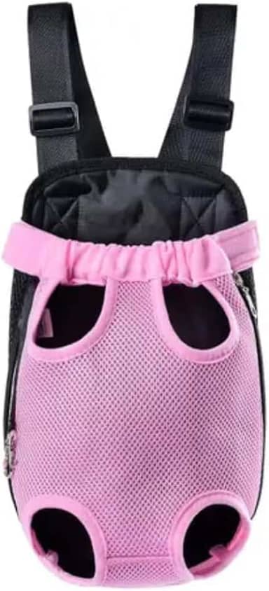 Mochila Canguru para Transporte de Cachorros e Gatos, Tecido Acolchoado e Respirável, Alças Ajustáveis, Usada tanto na Frente Quanto Nas Costas, Passeio Com Seu Pet- QH Shopp (Rosa Claro, G)