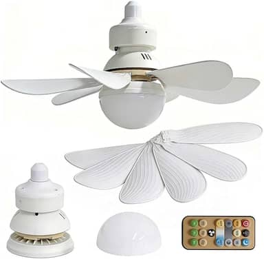 Ventilador de Teto com Lâmpada Led 30w Silencioso e Inteligente com Controle Remoto Branco Premium