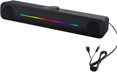 Caixa de Som Gamer - Soundbar para PC e Notebook 6W RGB – USB/ P2, Som Estéreo, Drivers de Alta Performance e Design Compacto