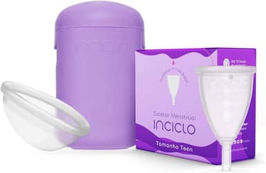 Kit Menstrual Inciclo | Coletor Menstrual Modelo Teen + Disco Menstrual Tamanho Único + Cápsula Esterilizadora | Solução Completa para sua Menstruação | Da Primeira Menstruação até 19 anos | Iniciantes | Silicone Médico Hipoalergênico | Proteção por 12h | Inciclo