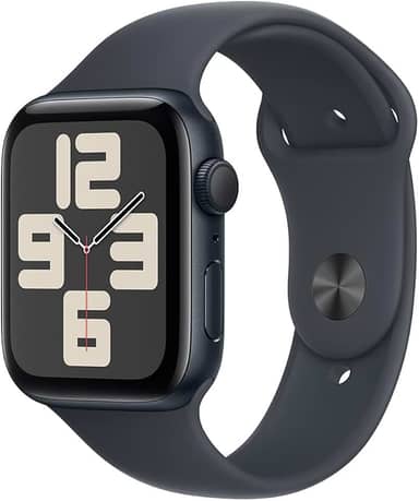 Apple Watch SE GPS • Caixa meia-noite de alumínio – 44 mm • Pulseira esportiva meia-noite – M/G