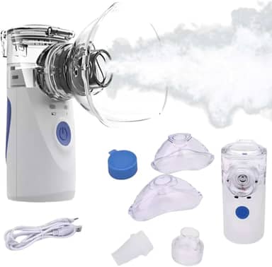 Inalador e Nebulizador Portátil - Aparelho Mini de Inalação Silencioso e Ultrassônico Compacto com Funcionamento via USB (Bivolt 110v/220v) ou a Pilha (AA) Indicado para Crianças Adultos e Idosos - Linha Premium