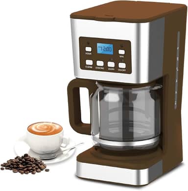 Cafeteira programável para 12 xícaras, máquina de café por gotejamento regular e forte para casa e escritório, jarra de vidro, pausa e servir, desligamento automático, cinza e aço inoxidável