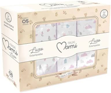 Papi Textil Fralda Luxo Mami c/Bainha Estampada 68x68cm Caixa Contém 05 Un