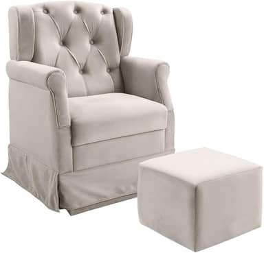 Poltrona Cadeira de Amamentação Balanço Ternura com puff Speciale Home