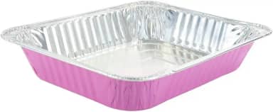 KitchenDance Formas de mesa a vapor descartáveis de alumínio colorido de meio tamanho – Assadeira retangular para hotéis e restaurantes, formas resistentes para assar, preparar alimentos, 53900 (10, rosa)
