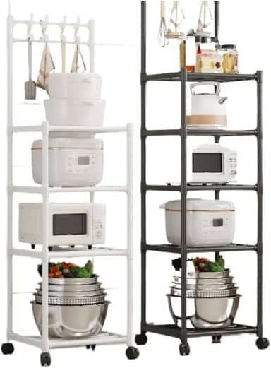 Prateleira Multiuso de Aço Inox com 4 Camadas e Rodinhas | Estante Organizadora para Cozinha, Banheiro e Lavanderia(Banco)