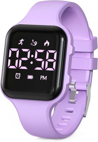 Relógio digital de LED infantil, com contador de passos, à prova d'água, relógio de pulso esportivo, calendário, despertador para crianças, meninos, meninas e adolescentes