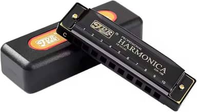 Gaita de Boca Diatônica JDR – 10 Furos 20 Vozes em Dó (C) com Estojo – Harmônica Profissional para Blues, Folk, Iniciantes e Músicos (Preto)