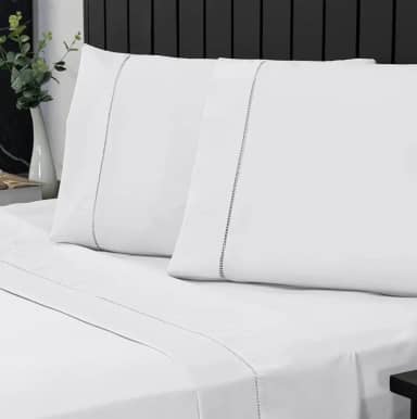 Jogo de Cama Queen Percal 400 Fios Ponto Palito 04 Peças, Antiácaro, Anti-pilling com Toque Macio - Branco