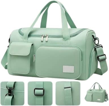 Bolsa Feminina de Viagem Grande 30L – Mala de Bordo 10kg Dobrável com 5 Compartimentos, Alça Transversal, Ideal para Academia, Passeios, Maternidade e Fim de Semana (Verde)