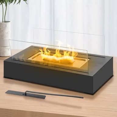 Fogareiro camping, Fogareiro, Lareira Ecológica a Álcool Ou Etanol Aço Preta 35x18x6cm, Lareira Portátil Decorativa de Mesa Branco Design Moderno 35cm