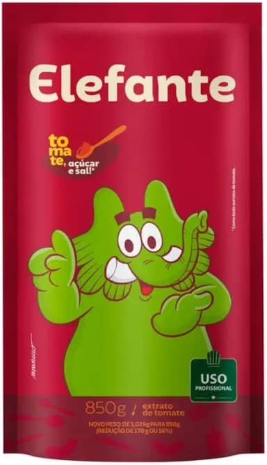 Extrato De Tomate Elefante Sem Glúten Em Sachê 850G